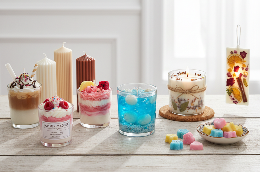 Finished candle creations from the Private Candle Masterclass - Resin Art Hub